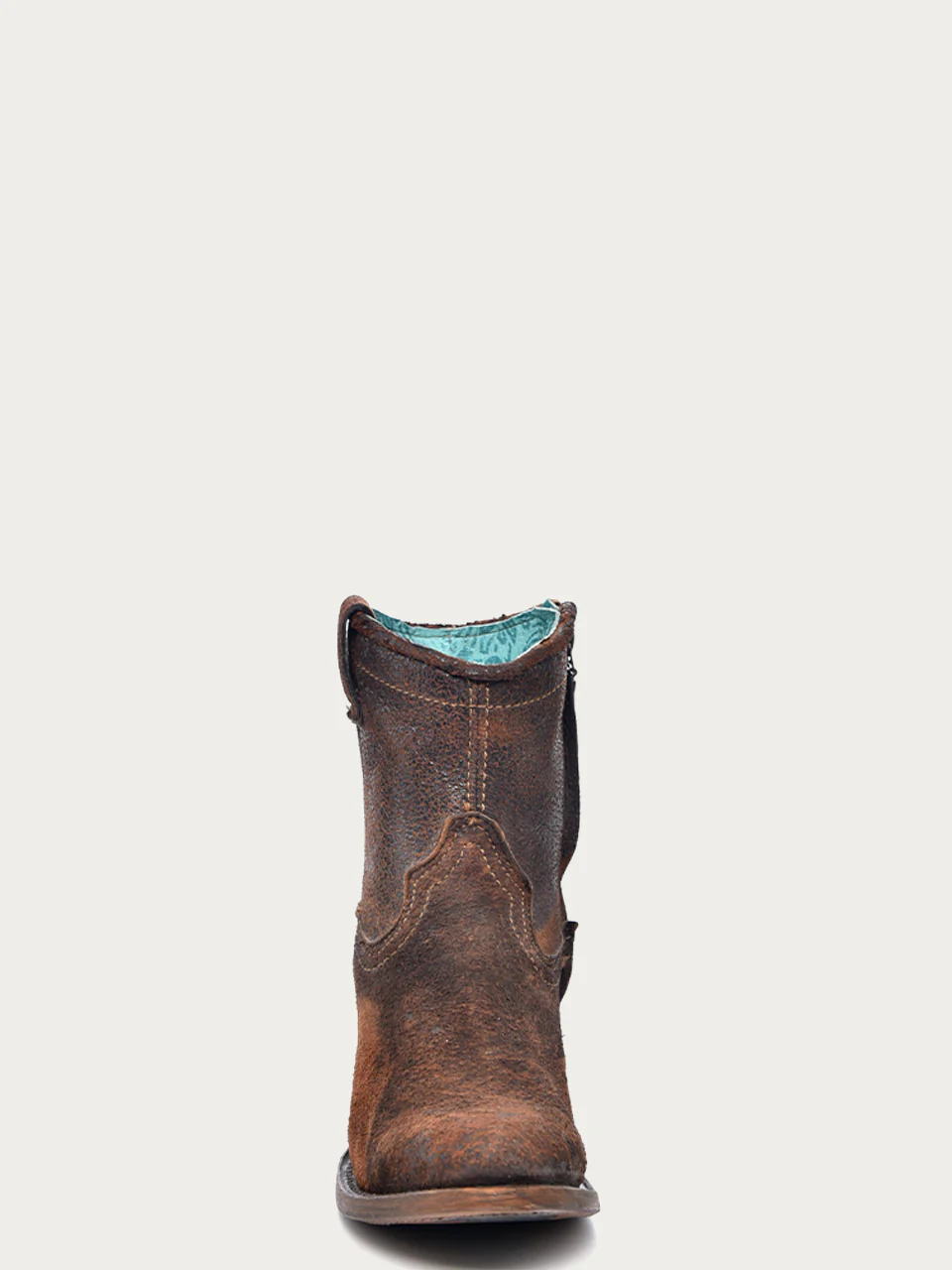 C1064 - WOMEN'S CHOCOLATE TAN LAMB ROUND TOE COWBOY BOOTIE WITH ZIPPER - Image 5