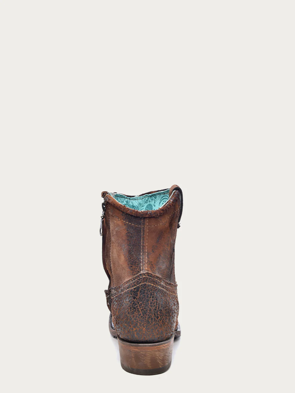 C1064 - WOMEN'S CHOCOLATE TAN LAMB ROUND TOE COWBOY BOOTIE WITH ZIPPER - Image 6